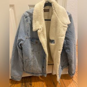Men Denim Sherpa Jacket